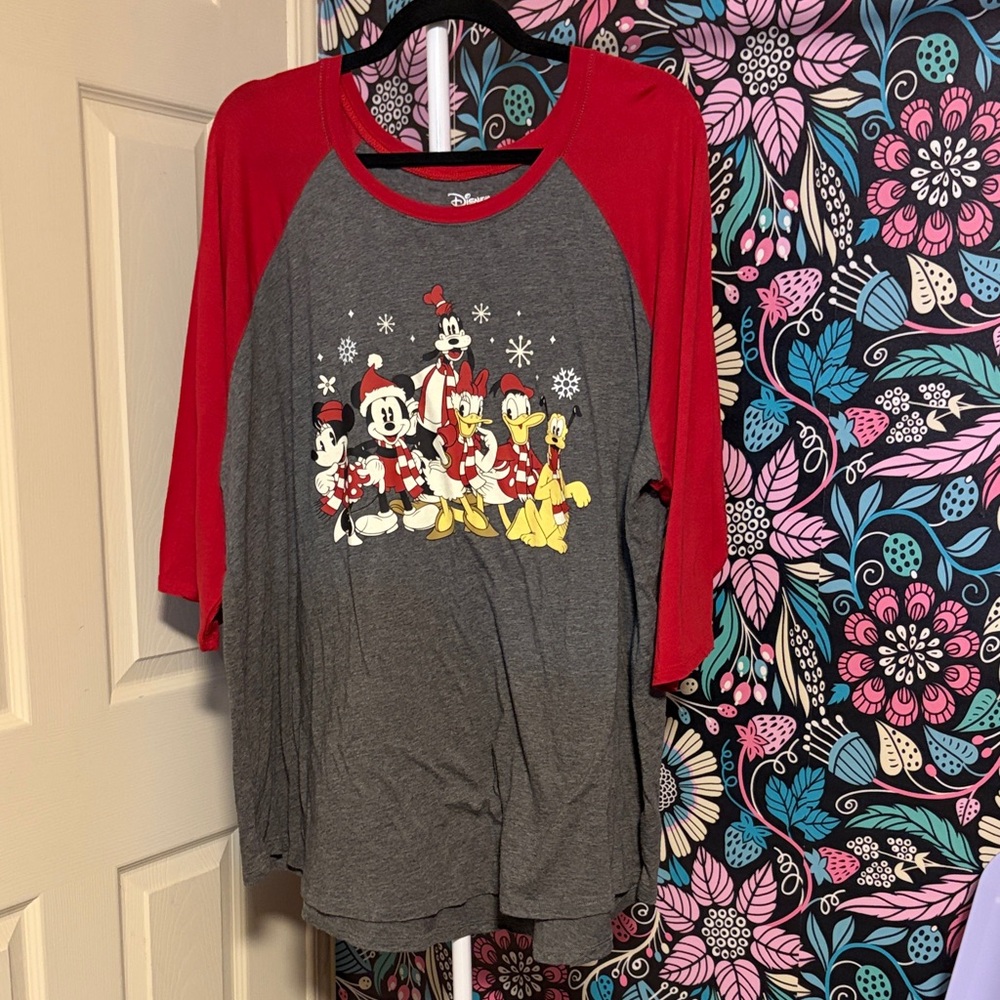 Disney Red and Gray Long Sleeve Top